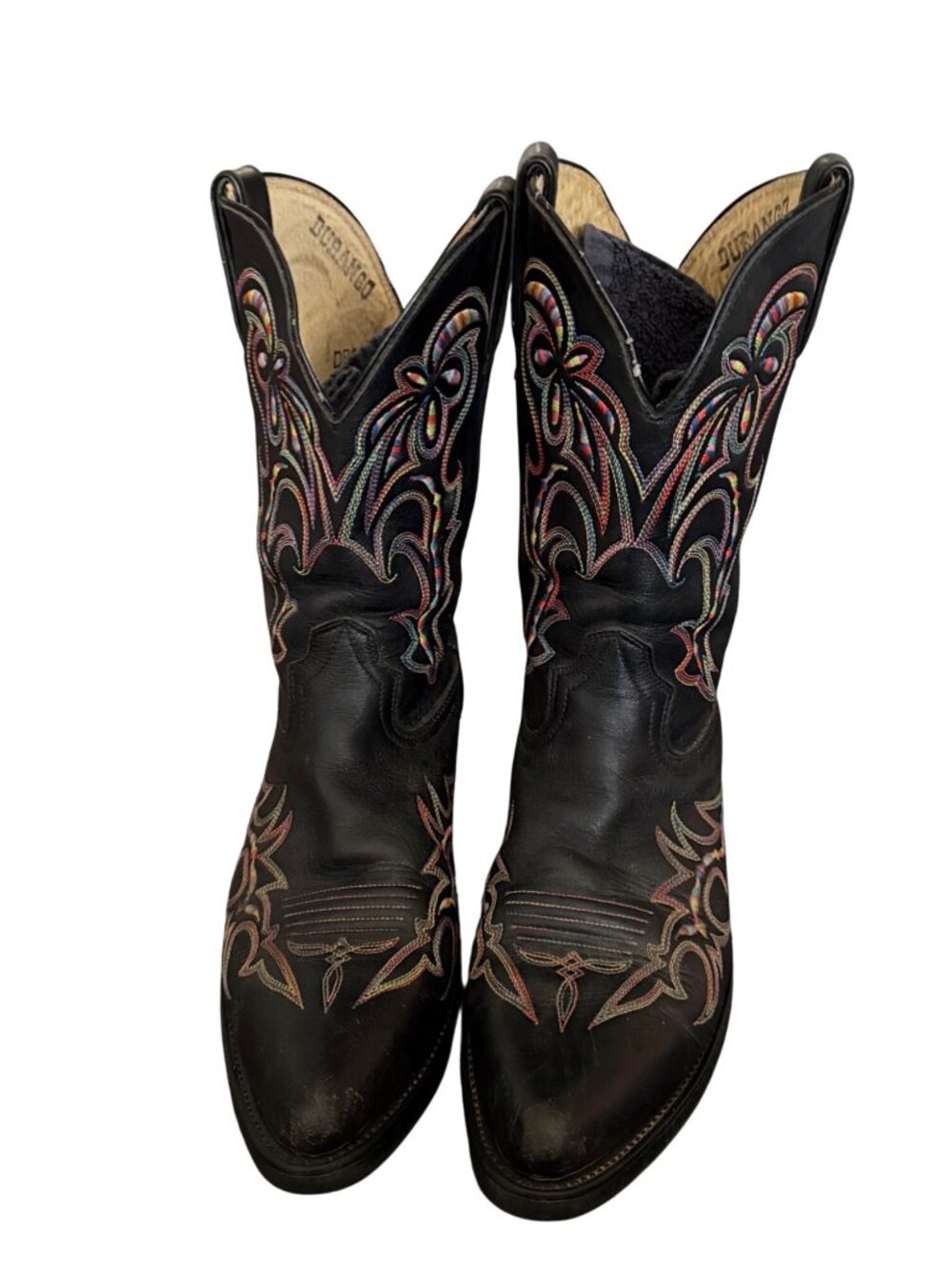 Durango Black Leather Embroidered Western Cowboy Boots Size 7.5 Men’s 9 Women’s - Picture 4 of 10